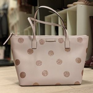 Haven Lane Hani Glitter Polka Dot Pink Vinyl Tote